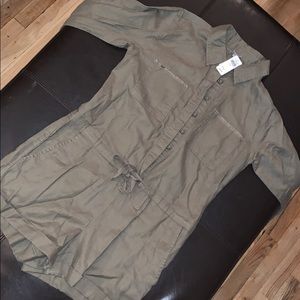 Aerie Softest Utility Twill Long Sleeve Romper NEW